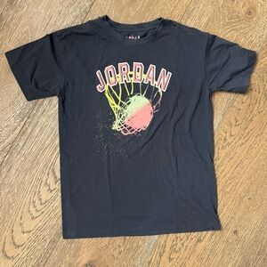 Jordan Kids Black Tee with Neon Graphic